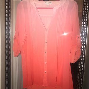 CHAUS- Sheer Ombre Sheer Pink Blouse